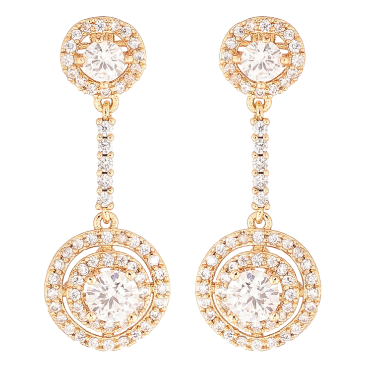 Сережки Xuping Позолота 18K пусети «Кристальні підвіски» фото №10