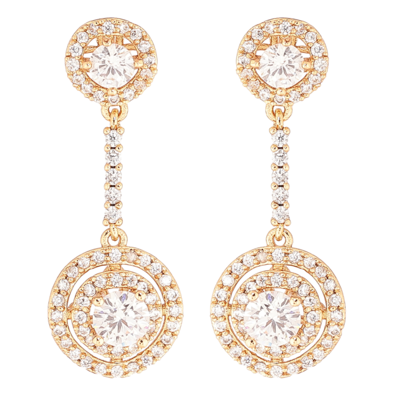 Сережки Xuping Позолота 18K пусети «Кристальні підвіски» фото №1