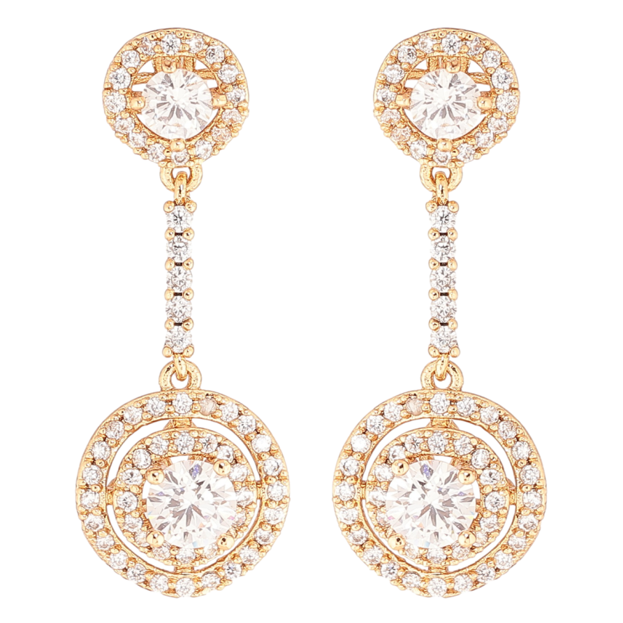 Сережки Xuping Позолота 18K пусети «Кристальні підвіски» фото №1