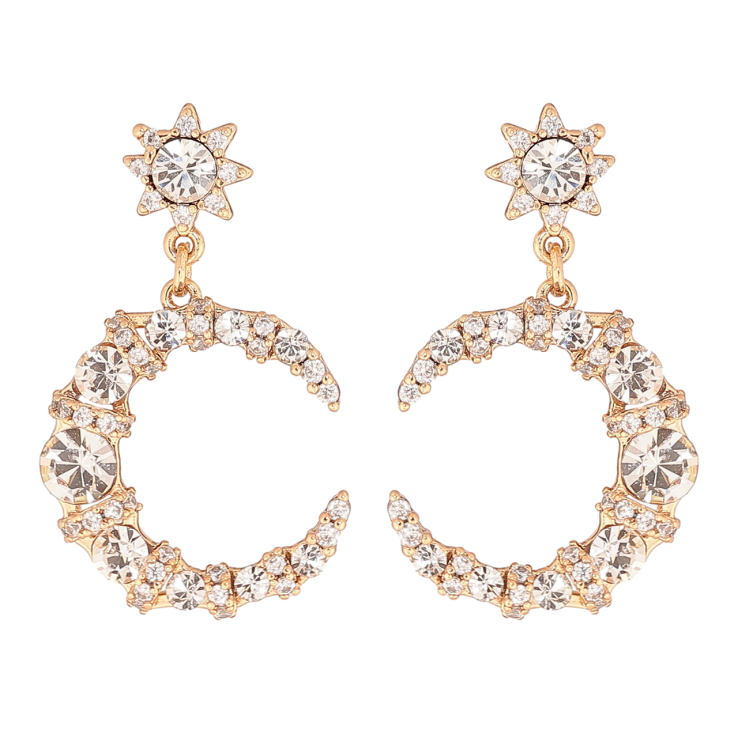 Сережки Xuping Позолота 18K пусети «Кришталеві півмісяці» фото №8