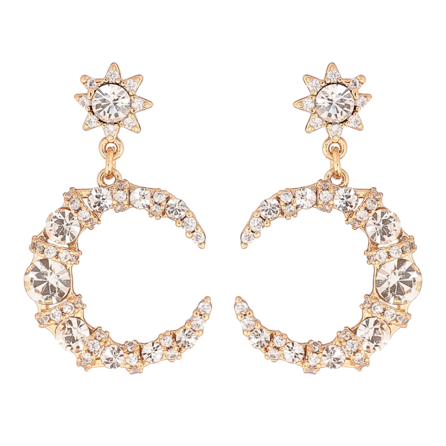 Сережки Xuping Позолота 18K пусети «Кришталеві півмісяці» фото №1