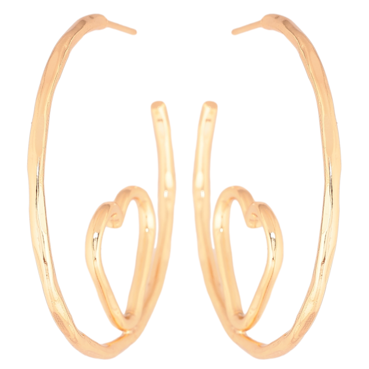 Сережки Xuping Позолота 18K пусети «Півкільця з сердечками» фото №6