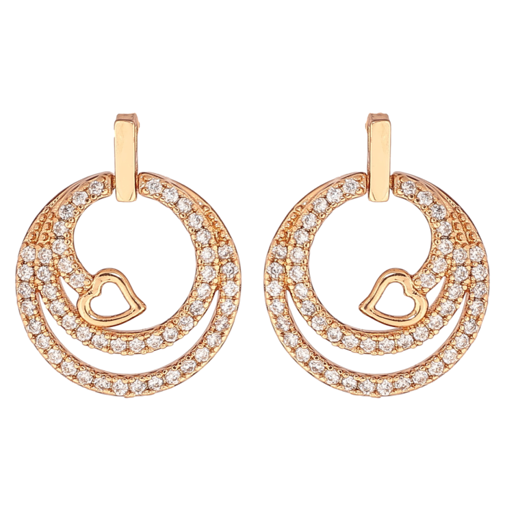 Сережки Xuping Позолота 18K пусети «Круглі підвіски з кристалами» фото №11