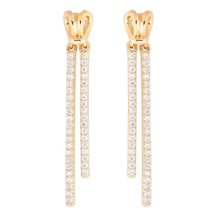 Сережки Xuping Позолота 18K пусети «Підвіски з кришталевими доріжками» фото №4