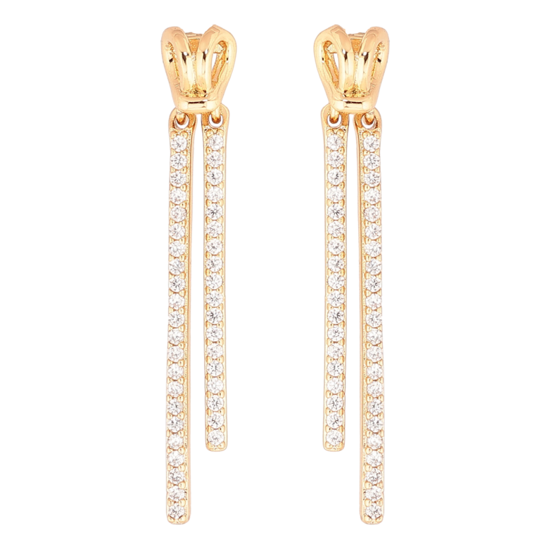 Сережки Xuping Позолота 18K пусети «Підвіски з кришталевими доріжками» фото №1 Сережки Xuping Позолота 18K пусети «Підвіски з кришталевими доріжками» фото №1