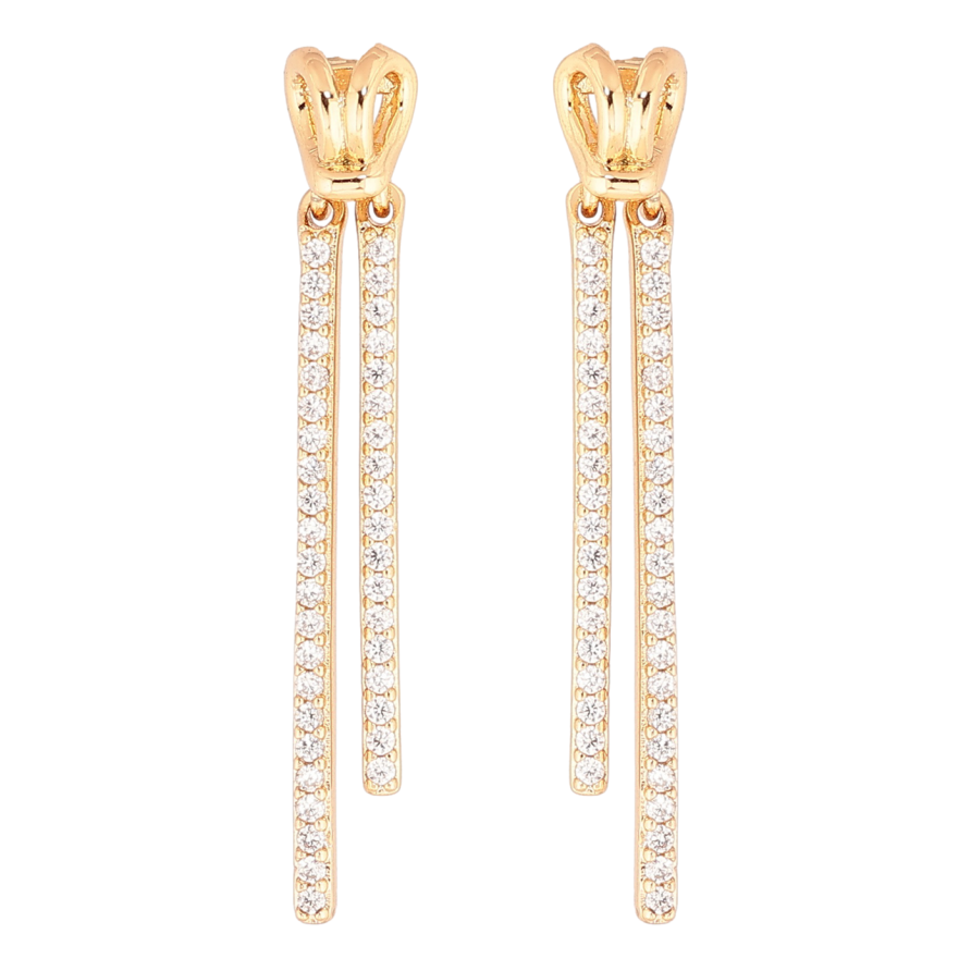 Сережки Xuping Позолота 18K пусети «Підвіски з кришталевими доріжками» фото №1 Сережки Xuping Позолота 18K пусети «Підвіски з кришталевими доріжками» фото №1