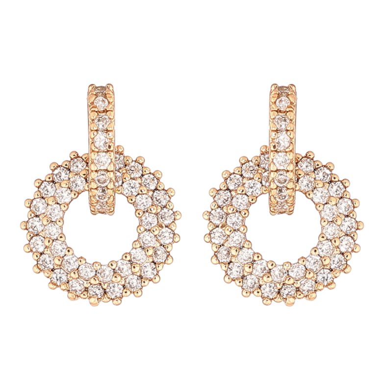 Сережки Xuping Позолота 18K пусети «Кришталеві колечка» фото №2 Сережки Xuping Позолота 18K пусети «Кришталеві колечка» фото №2