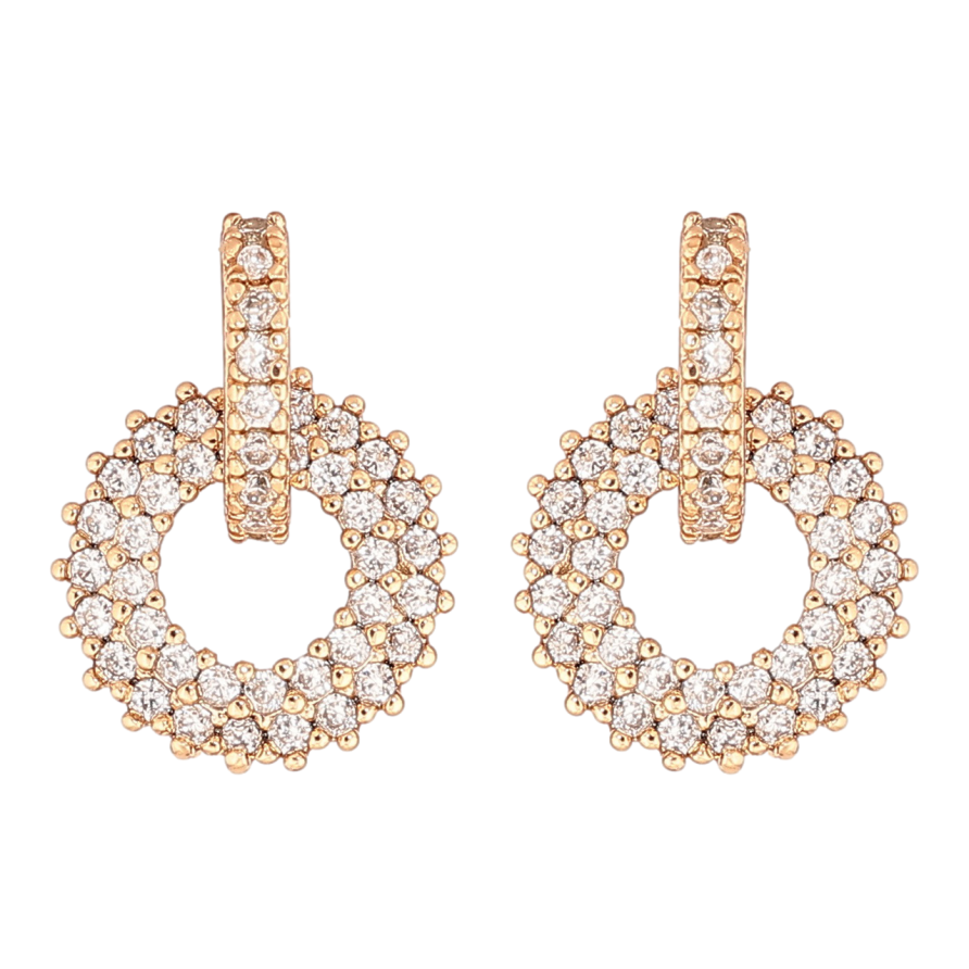 Сережки Xuping Позолота 18K пусети «Кришталеві колечка» фото №1 Сережки Xuping Позолота 18K пусети «Кришталеві колечка» фото №1