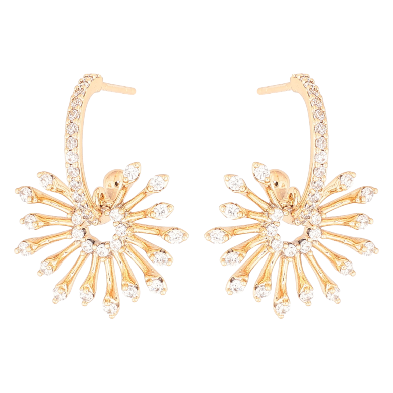 Сережки Xuping Позолота 18K пусети «Дуги з іскристими підвісками» фото №1