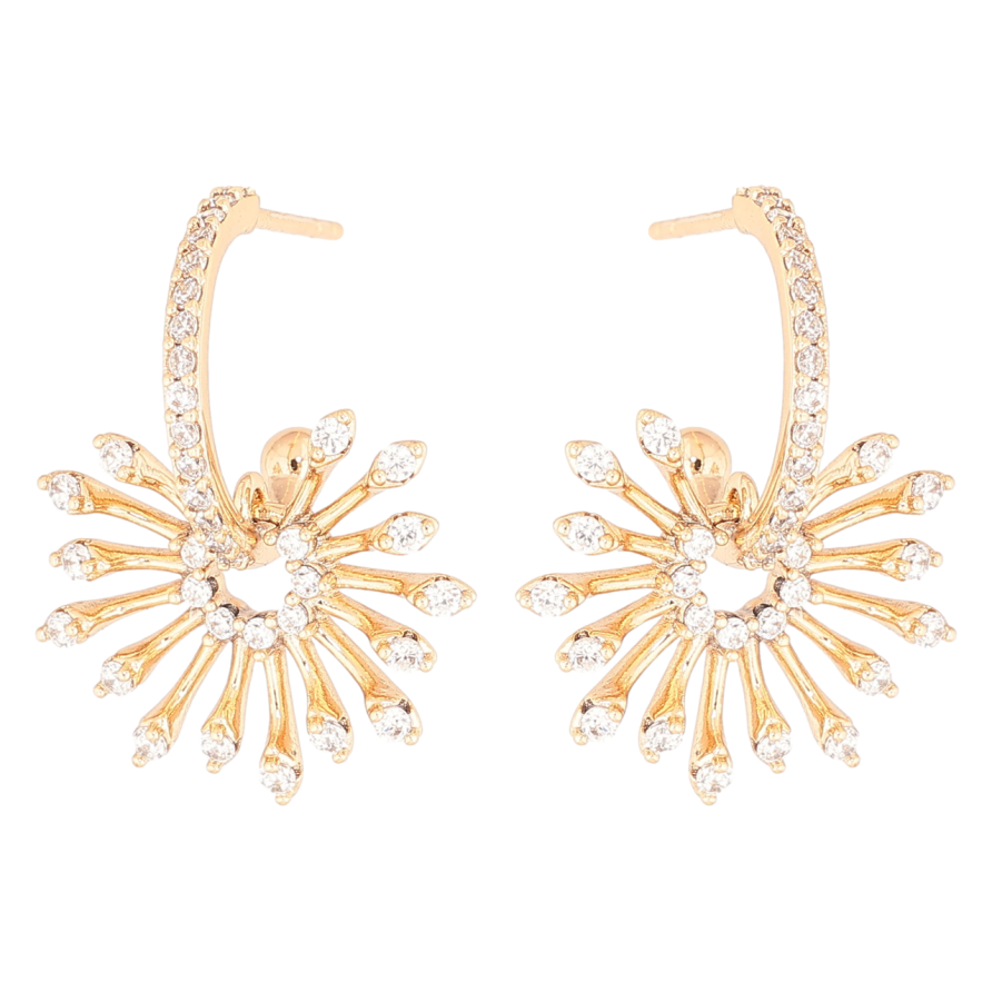 Сережки Xuping Позолота 18K пусети «Дуги з іскристими підвісками» фото №1