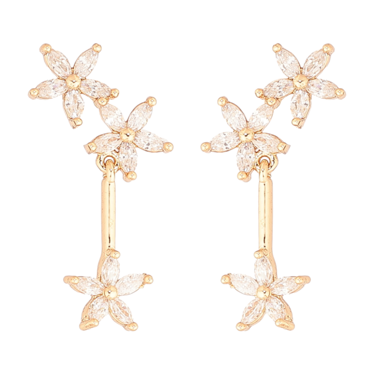 Сережки Xuping Позолота 18K пусети «Кришталеві квіточки» фото №5 Сережки Xuping Позолота 18K пусети «Кришталеві квіточки» фото №5