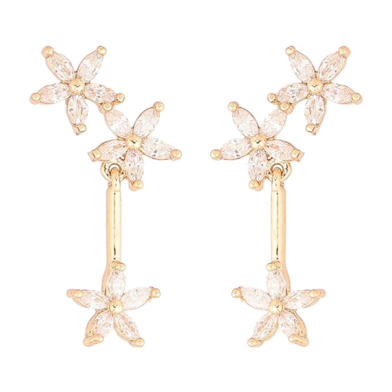 Серьги Xuping Позолота 18K пусеты Кристальные цветочки фото №1