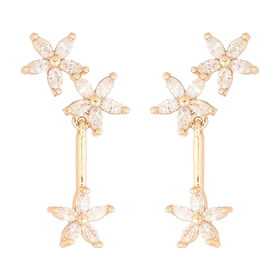 Сережки Xuping Позолота 18K пусети «Кришталеві квіточки» фото №1