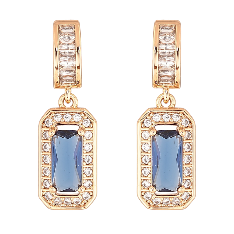 Сережки Xuping Позолота 18K пусети «Кришталеві підвіски з синім кристалом» фото №1 Сережки Xuping Позолота 18K пусети «Кришталеві підвіски з синім кристалом» фото №1