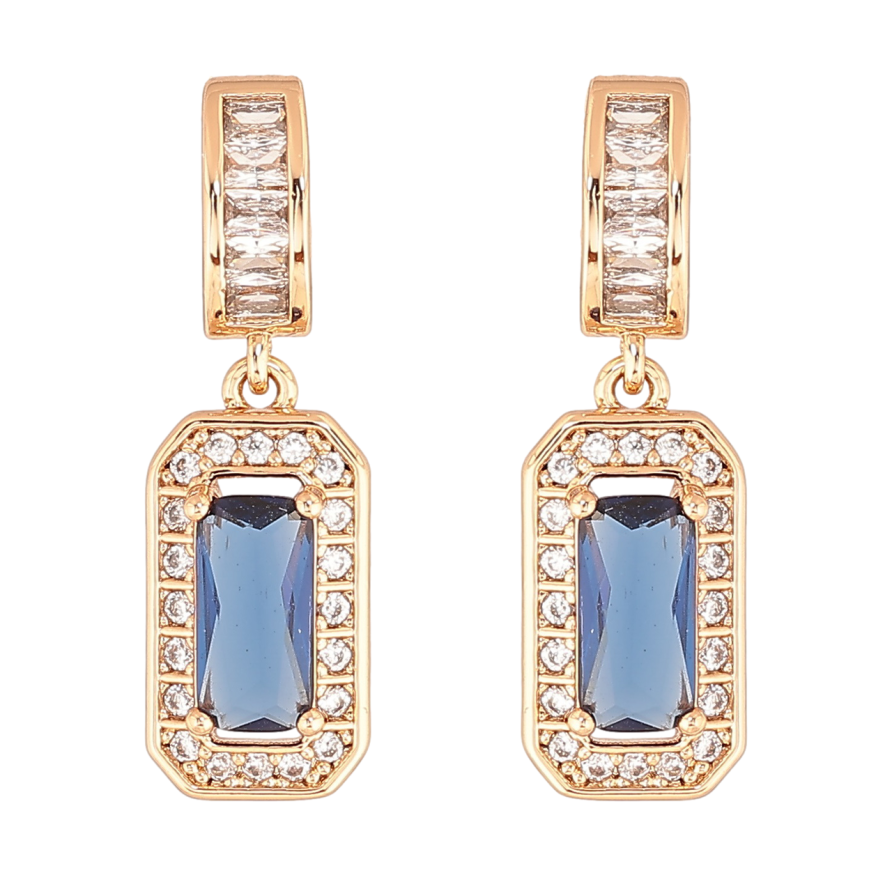 Сережки Xuping Позолота 18K пусети «Кришталеві підвіски з синім кристалом» фото №1 Сережки Xuping Позолота 18K пусети «Кришталеві підвіски з синім кристалом» фото №1