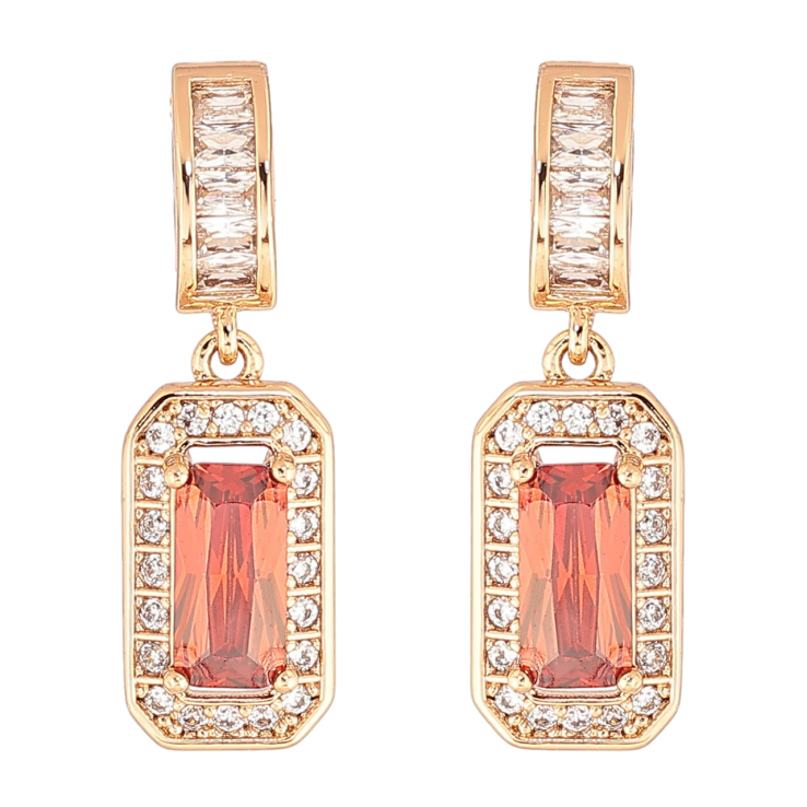 Сережки Xuping Позолота 18K пусети «Кришталеві підвіски з червоним кристалом» фото №17