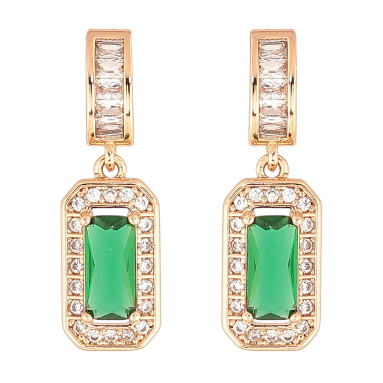 Сережки Xuping Позолота 18K пусети «Кришталеві підвіски з зеленим кристалом» фото №2 Сережки Xuping Позолота 18K пусети «Кришталеві підвіски з зеленим кристалом» фото №2