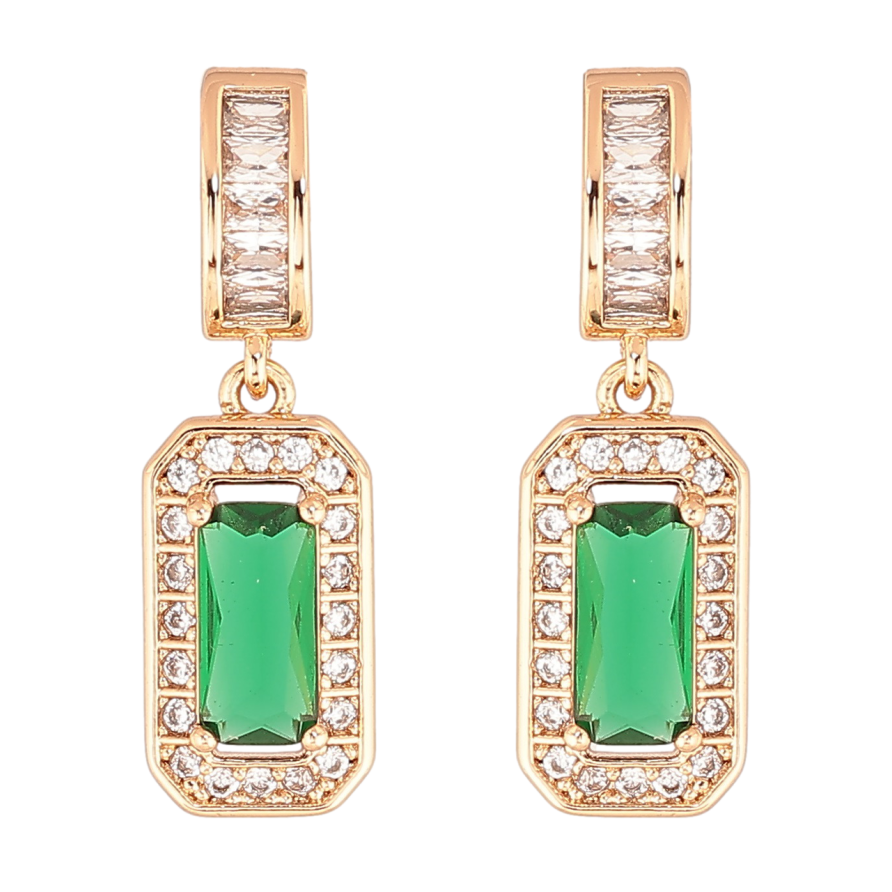 Сережки Xuping Позолота 18K пусети «Кришталеві підвіски з зеленим кристалом» фото №1 Сережки Xuping Позолота 18K пусети «Кришталеві підвіски з зеленим кристалом» фото №1