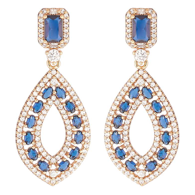 Серьги Xuping JEAN GOUJON Позолота 18K пусеты Роскошные подвески с инкрустацией бело-синими кристаллами фото №3