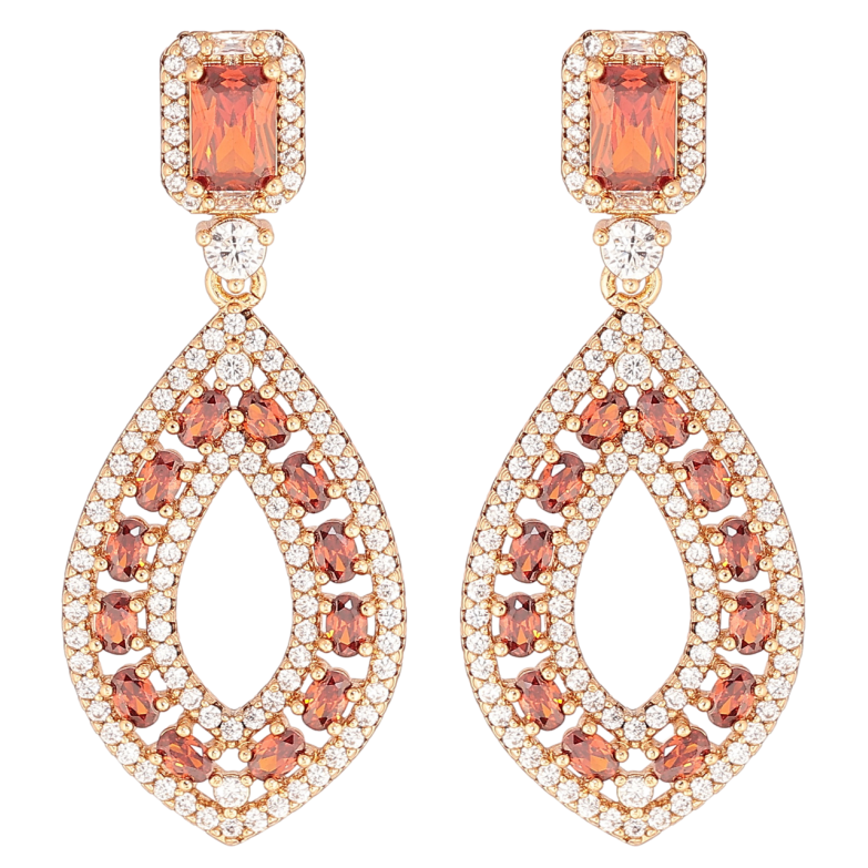 Серьги Xuping JEAN GOUJON Позолота 18K пусеты Роскошные подвески с инкрустацией бело-красными кристаллами фото №1