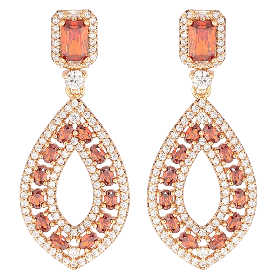 Серьги Xuping JEAN GOUJON Позолота 18K пусеты Роскошные подвески с инкрустацией бело-красными кристаллами фото №1