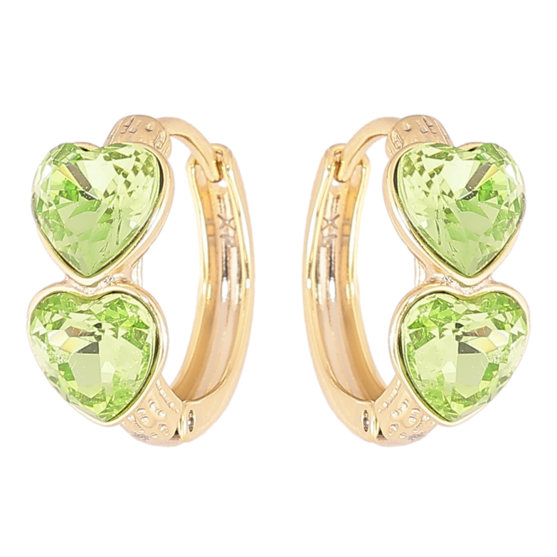 Серьги Xuping цвет 14K с кристаллами Swarovski колечки Кристальные сердечки Peridot фото №1