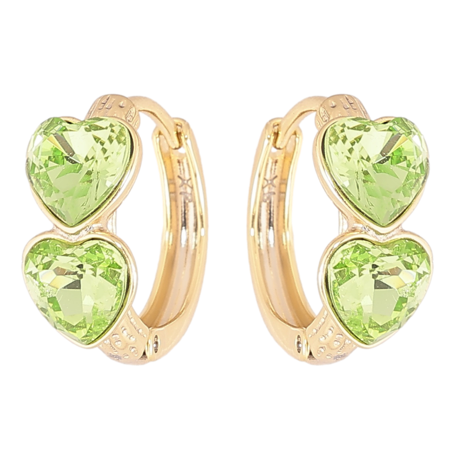 Серьги Xuping цвет 14K с кристаллами Swarovski колечки Кристальные сердечки Peridot фото №1