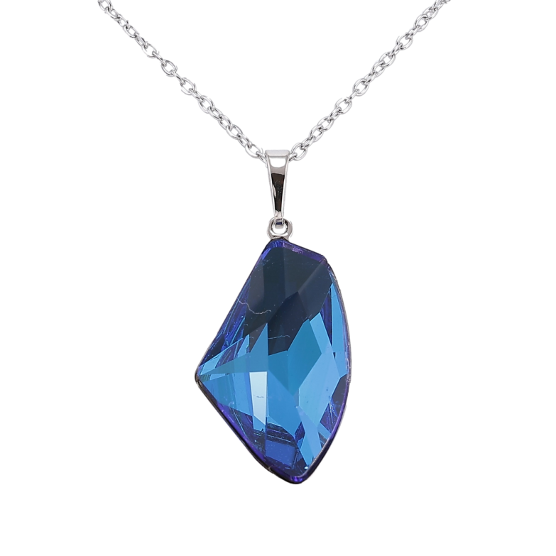 Кулон Xuping цвет Родий с кр-ми Swarovski на цепочке Кристалл Metallic Blue длина 40-47см х 2мм фото №1