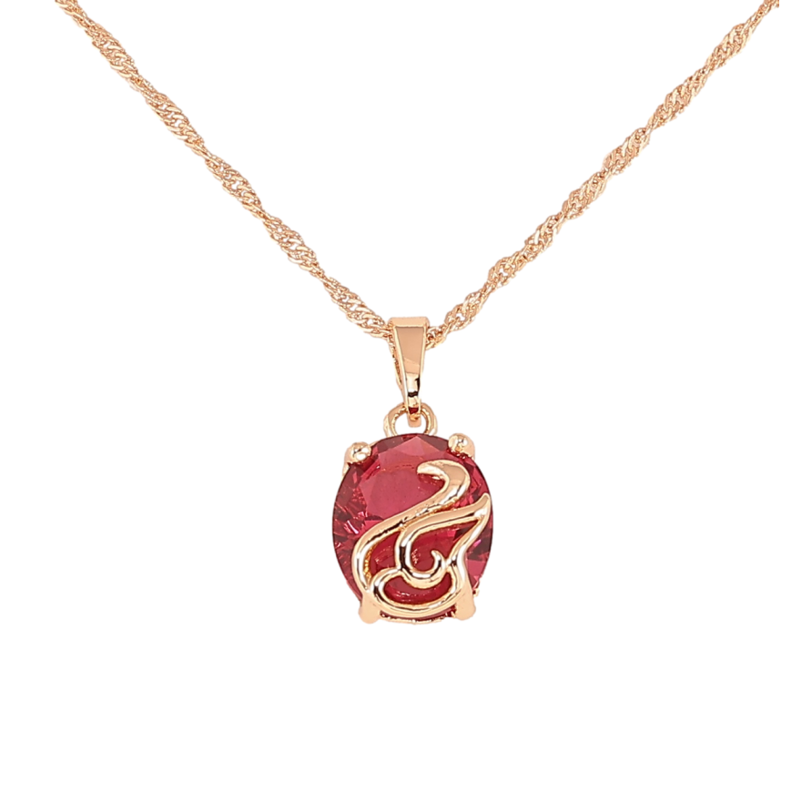 Кулон на ланцюжку Xuping M&L Колір Родій Червоний кристал з лебедем» довжина 45см х 2мм фото №1
