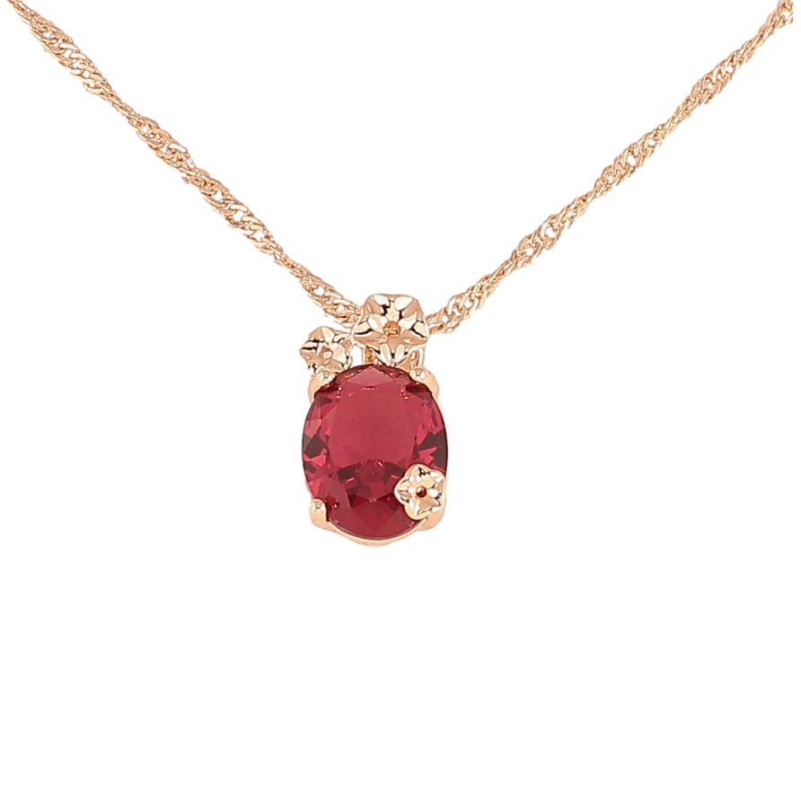 Кулон на цепочке Xuping M&L Цвет 18К Красный кристалл с цветочками длина 45см х 2мм фото №1 Кулон на цепочке Xuping M&L Цвет 18К Красный кристалл с цветочками длина 45см х 2мм фото №1