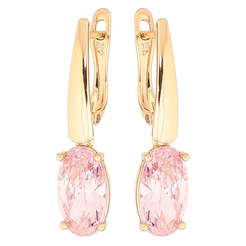 Сережки Xuping Позолота 18K англійський замок «Підвіски з рожевим кристалом» фото №1