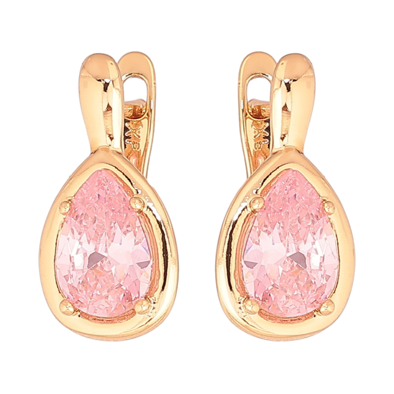 Серьги Xuping Позолота 18K английский замок Розовые кристальные капельки фото №2 Серьги Xuping Позолота 18K английский замок Розовые кристальные капельки фото №2