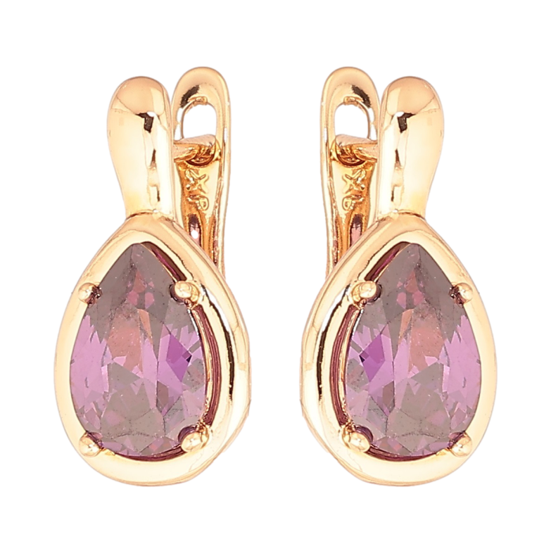 Серьги Xuping Позолота 18K английский замок Сиреневые кристальные капельки фото №1 Серьги Xuping Позолота 18K английский замок Сиреневые кристальные капельки фото №1