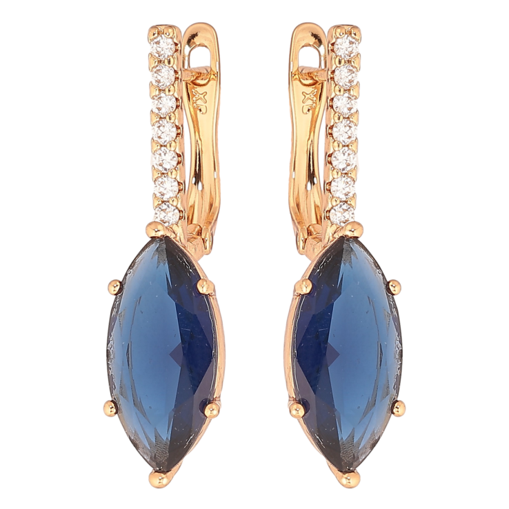 Серьги Xuping Позолота 18K английский замок Синий кристалл на дорожке кристаллов фото №15