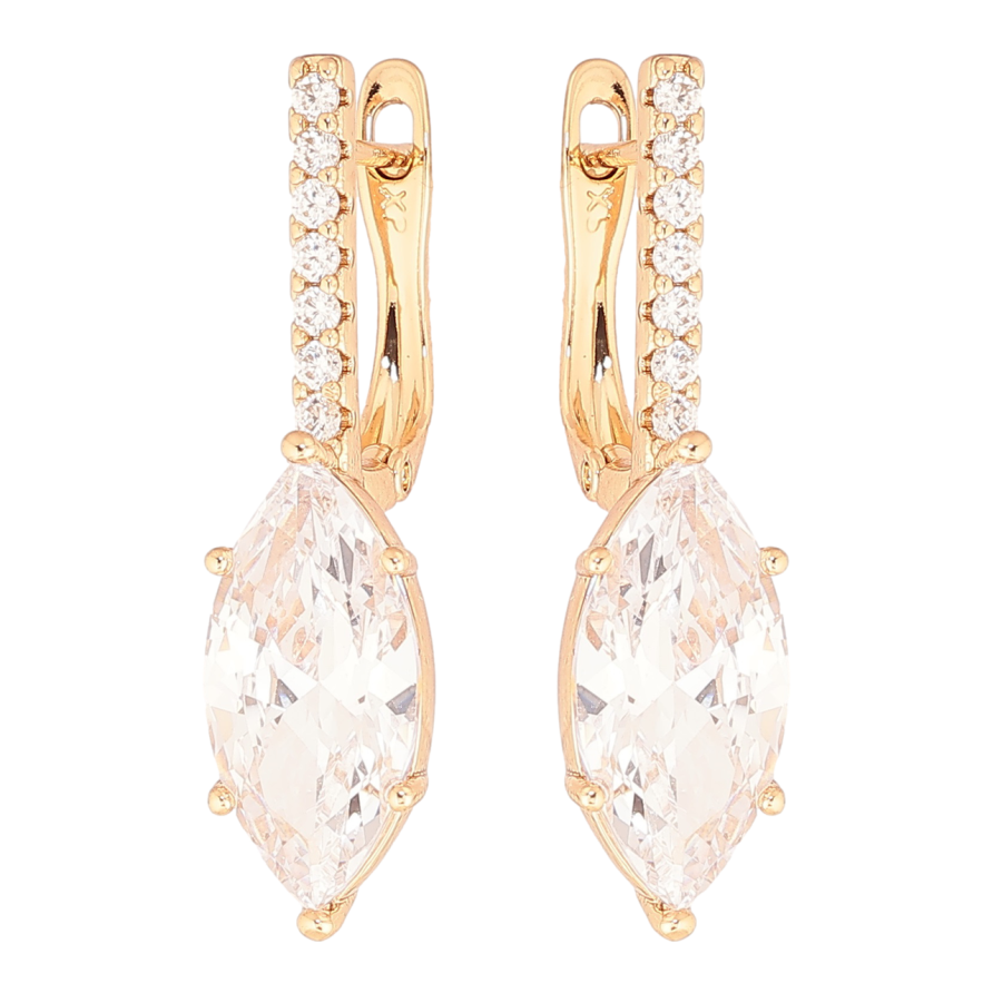 Сережки Xuping Позолота 18K англійський замок «Кристал на доріжці кристалів» фото №1