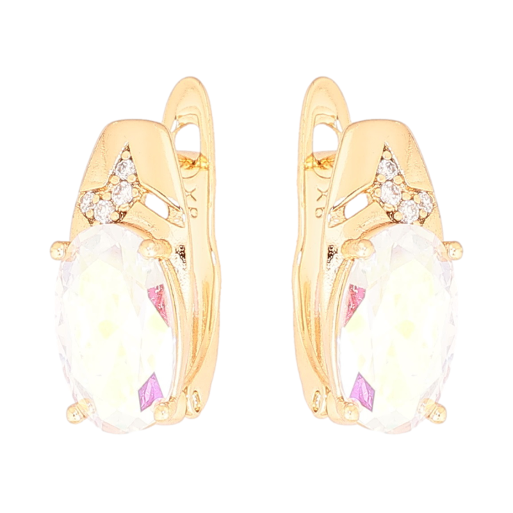 Серьги Xuping Позолота 18K английский замок Узор с радужным кристаллом фото №7