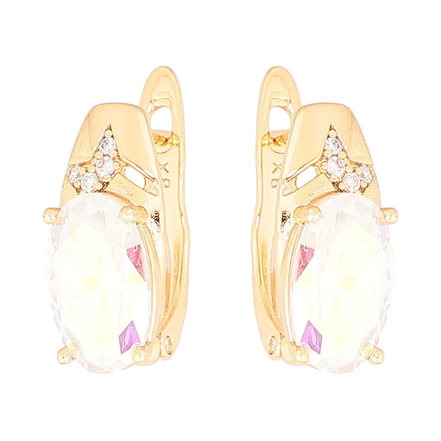 Серьги Xuping Позолота 18K английский замок Узор с радужным кристаллом фото №1 Серьги Xuping Позолота 18K английский замок Узор с радужным кристаллом фото №1