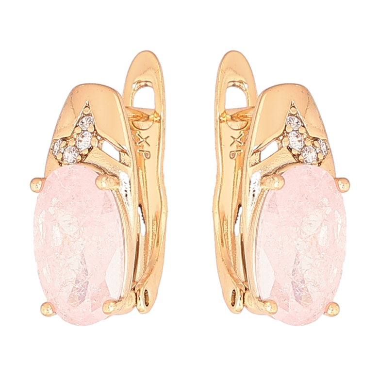 Серьги Xuping Позолота 18K английский замок Узор с розовым кристаллом фото №1 Серьги Xuping Позолота 18K английский замок Узор с розовым кристаллом фото №1
