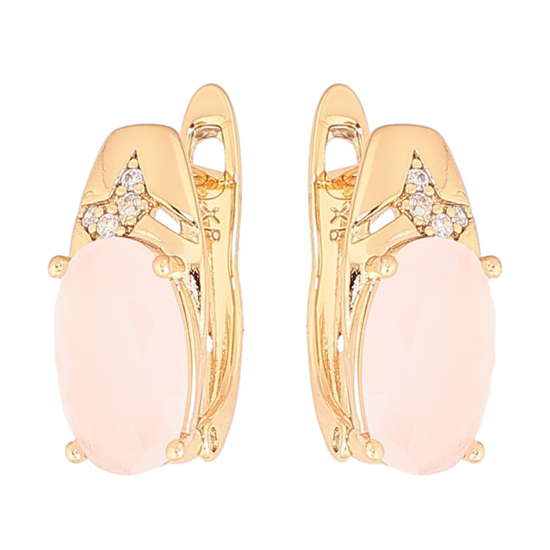 Серьги Xuping Позолота 18K английский замок Узор с розовым кристаллом фото №1