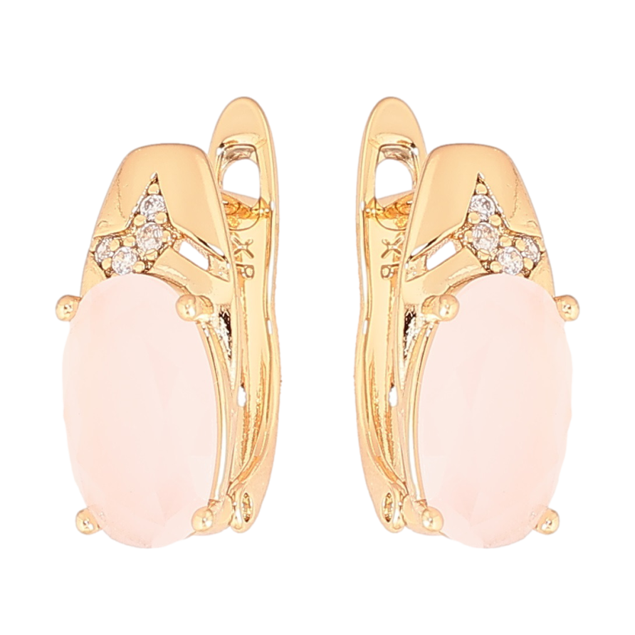 Серьги Xuping Позолота 18K английский замок Узор с розовым кристаллом фото №1 Серьги Xuping Позолота 18K английский замок Узор с розовым кристаллом фото №1