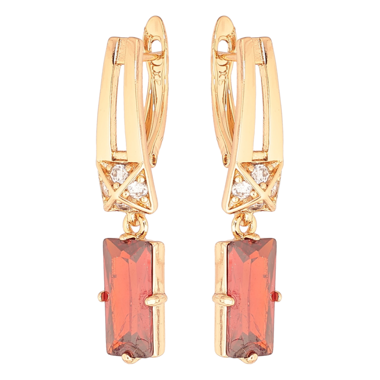 Серьги Xuping Позолота 18K английский замок Подвески с красными кристаллами фото №1