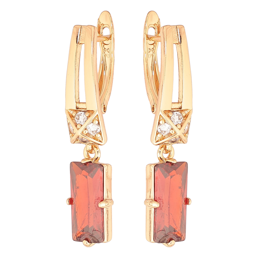 Серьги Xuping Позолота 18K английский замок Подвески с красными кристаллами фото №1