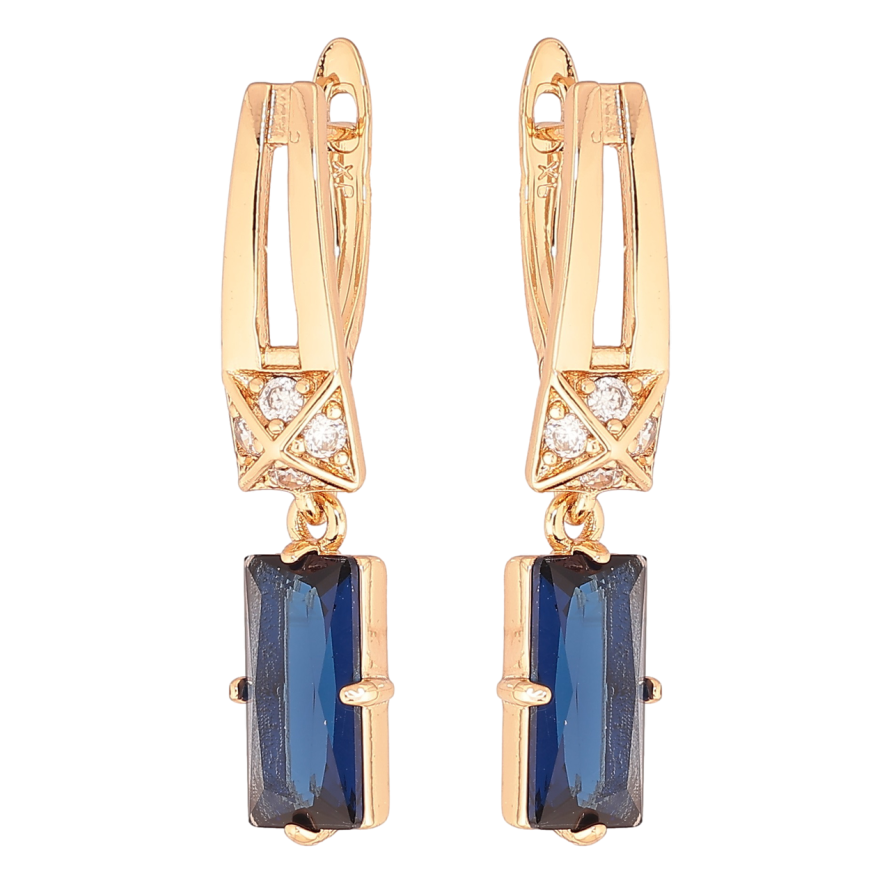 Серьги Xuping Позолота 18K английский замок Подвески с синими кристаллами фото №1