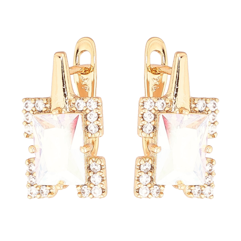 Серьги Xuping Позолота 18K английский замок Узор с радужными кристаллами фото №5