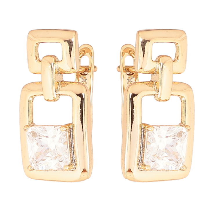 Серьги Xuping Позолота 18K английский замок Узор с кристаллами фото №9