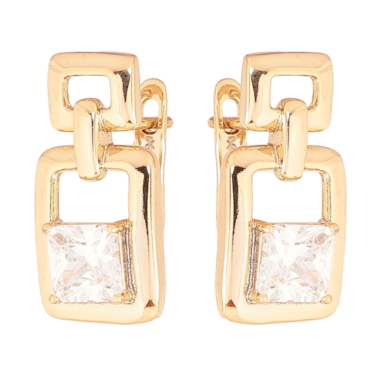 Серьги Xuping Позолота 18K английский замок Узор с кристаллами фото №1 Серьги Xuping Позолота 18K английский замок Узор с кристаллами фото №1