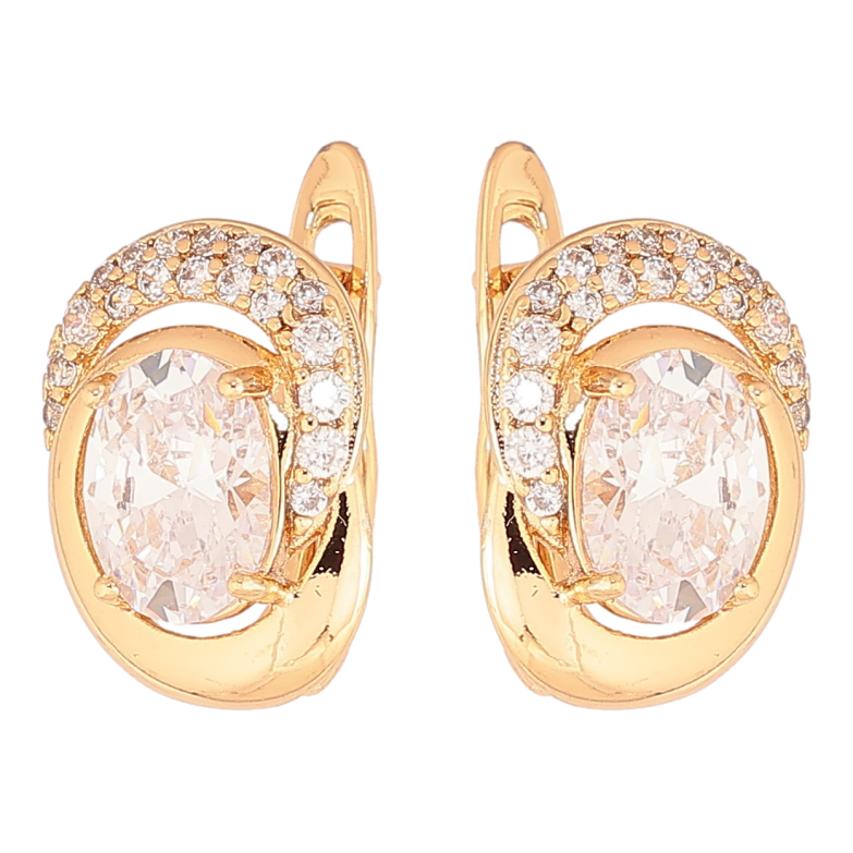 Серьги Xuping Позолота 18K английский замок Узор с кристаллами фото №1 Серьги Xuping Позолота 18K английский замок Узор с кристаллами фото №1