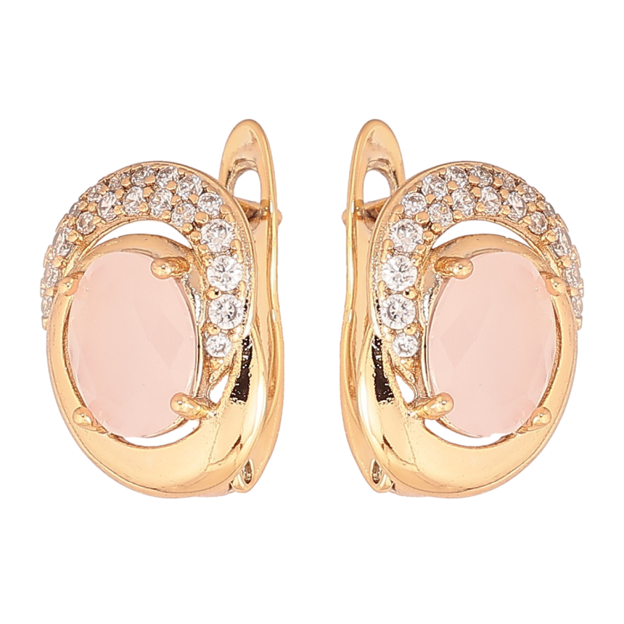 Серьги Xuping Позолота 18K английский замок Узор с розовыми кристаллами фото №1 Серьги Xuping Позолота 18K английский замок Узор с розовыми кристаллами фото №1