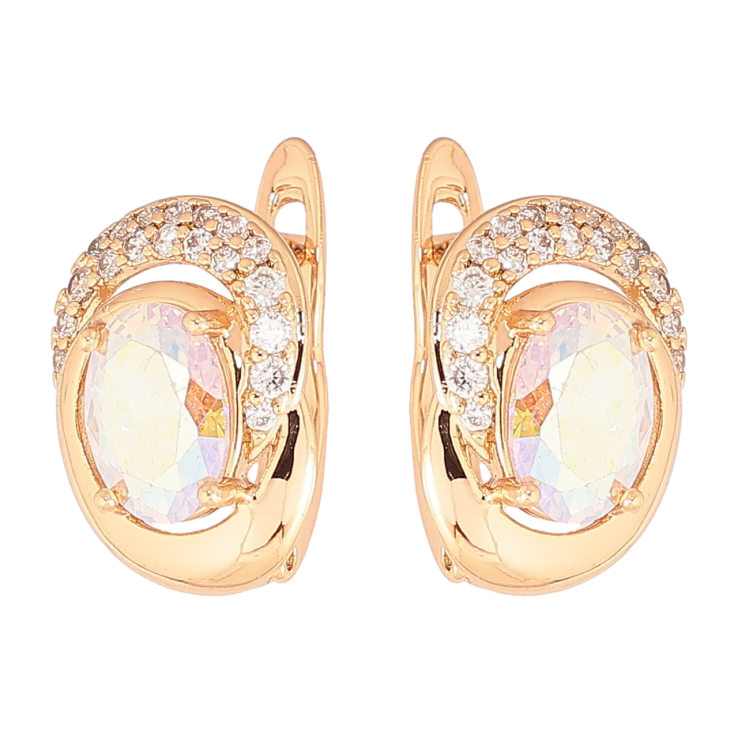 Серьги Xuping Позолота 18K английский замок Узор с радужными кристаллами фото №23