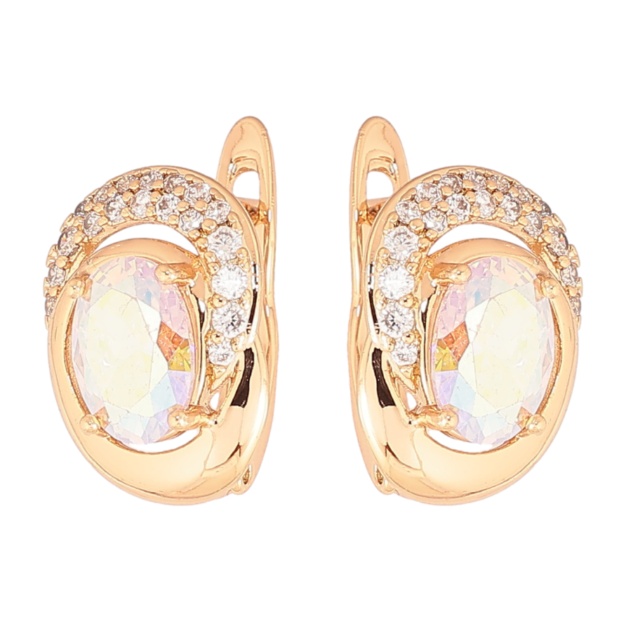 Сережки Xuping Позолота 18K англійський замок «Візерунок з райдужними кристалами» фото №1 Сережки Xuping Позолота 18K англійський замок «Візерунок з райдужними кристалами» фото №1